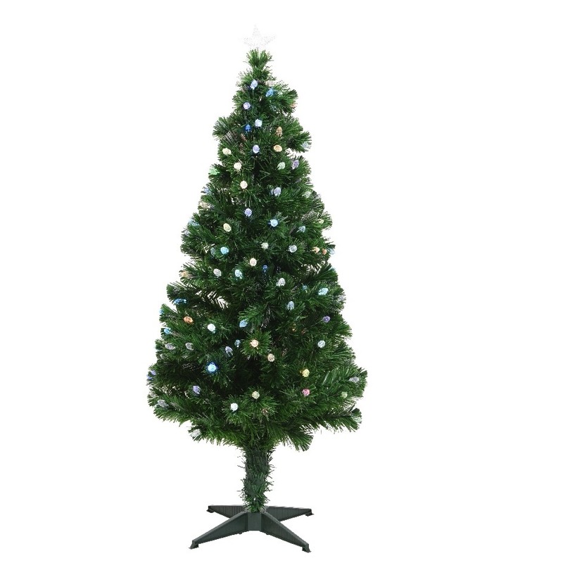 Fiber glasvezel kunst kerstboom/kunstboom groen 120 cm met verlichting